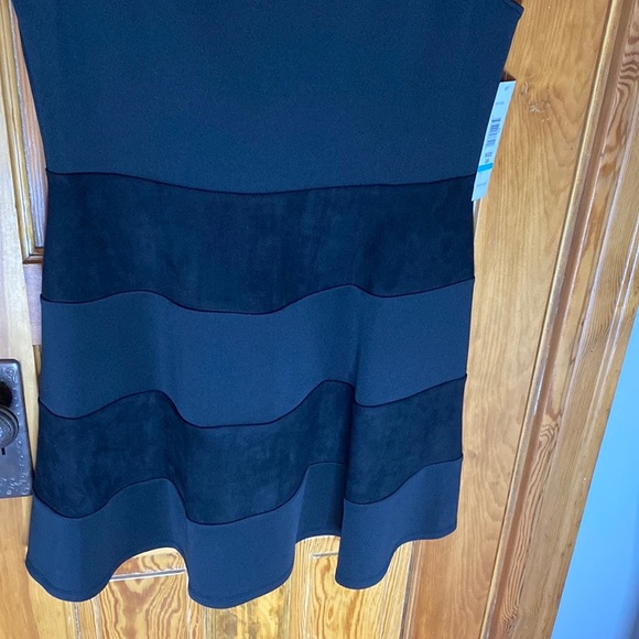 Tiana B Black Suede Striped dress Size 16 NWT - Picture 3 of 6